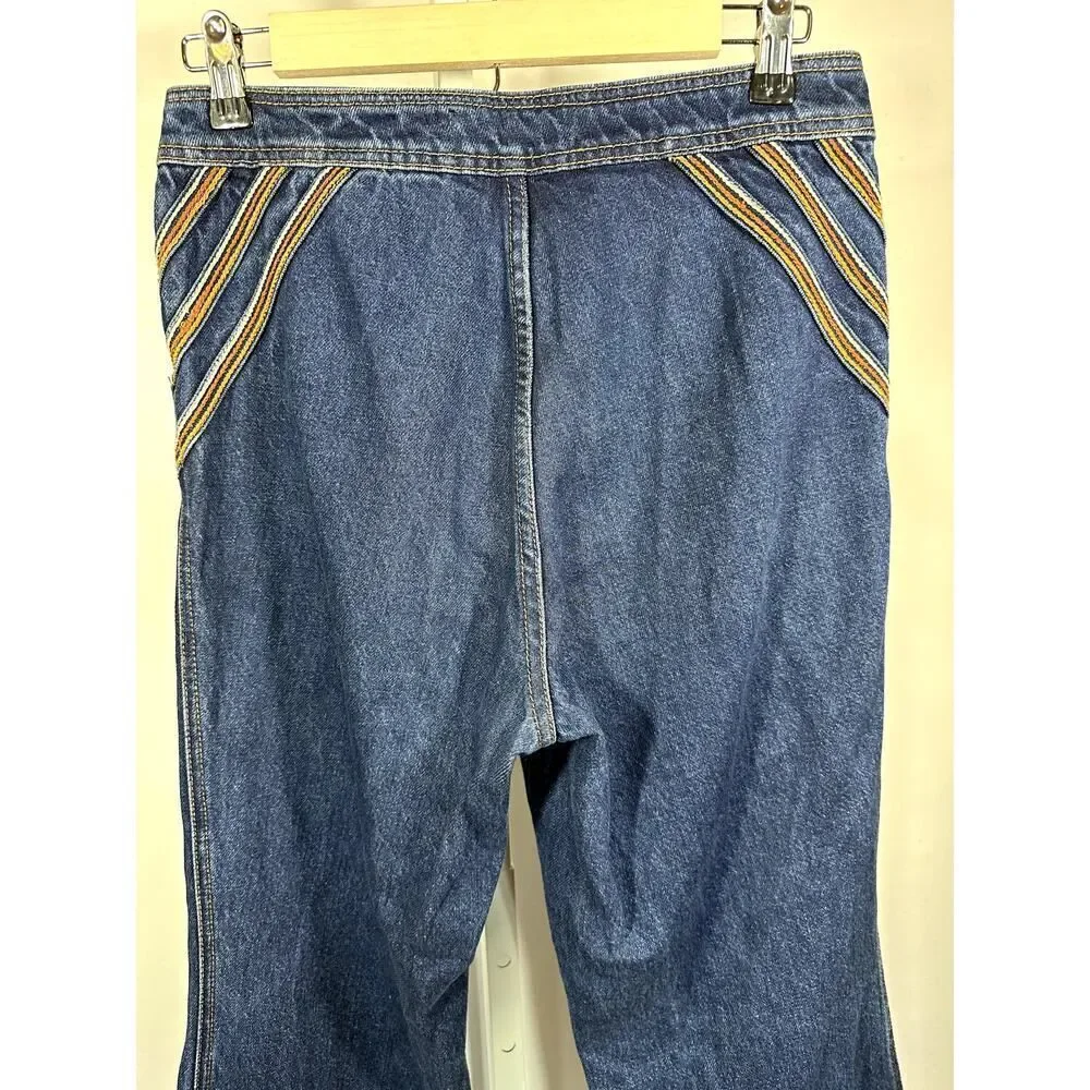 WE THE FREE/FREE PEOPLE Women's Over The Rainbow Flare Denim Jeans Blue Size 27